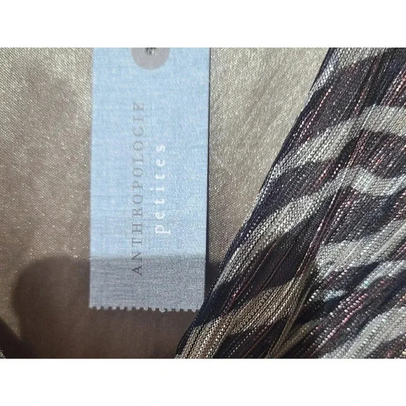 Anthropologie Eri + Ali Kasi Top Blouse Womens Large Petite Zebra Print Metallic - Picture 7 of 8